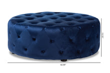 Load image into Gallery viewer, Baxton Studio Cardiff Transitional Royal Blue Velvet Fabric Upholstered Button Tufted Cocktail Ottoman
