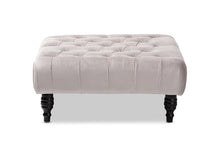 Load image into Gallery viewer, Baxton Studio Keswick Transitional Grey Velvet Fabric Upholstered Button Tufted Cocktail Ottoman
