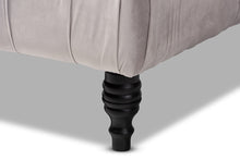 Load image into Gallery viewer, Baxton Studio Keswick Transitional Grey Velvet Fabric Upholstered Button Tufted Cocktail Ottoman
