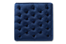 Load image into Gallery viewer, Baxton Studio Keswick Transitional Blue Velvet Fabric Upholstered Button Tufted Cocktail Ottoman
