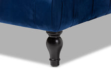 Load image into Gallery viewer, Baxton Studio Keswick Transitional Blue Velvet Fabric Upholstered Button Tufted Cocktail Ottoman
