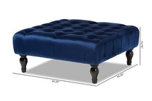 Load image into Gallery viewer, Baxton Studio Keswick Transitional Blue Velvet Fabric Upholstered Button Tufted Cocktail Ottoman
