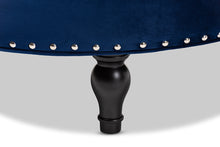 Load image into Gallery viewer, Baxton Studio Palfrey Transitional Blue Velvet Fabric Upholstered Button Tufted Cocktail Ottoman
