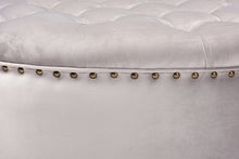 Load image into Gallery viewer, Baxton Studio Iglehart Modern and Contemporary Light Gray Velvet Fabric Upholstered Tufted Cocktail Ottoman
