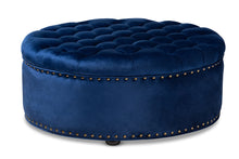 Load image into Gallery viewer, Baxton Studio Iglehart Modern and Contemporary Royal Blue Velvet Fabric Upholstered Tufted Cocktail Ottoman
