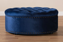 Load image into Gallery viewer, Baxton Studio Iglehart Modern and Contemporary Royal Blue Velvet Fabric Upholstered Tufted Cocktail Ottoman
