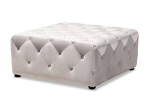 Load image into Gallery viewer, Baxton Studio Calvetti Modern and Contemporary Slate Gray Velvet Fabric Upholstered Button-Tufted Cocktail Ottoman
