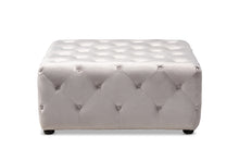 Load image into Gallery viewer, Baxton Studio Calvetti Modern and Contemporary Slate Gray Velvet Fabric Upholstered Button-Tufted Cocktail Ottoman
