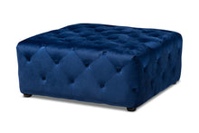 Load image into Gallery viewer, Baxton Studio Calvetti Modern and Contemporary Royal Blue Velvet Fabric Upholstered Button-Tufted Cocktail Ottoman
