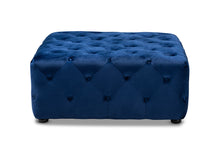Load image into Gallery viewer, Baxton Studio Calvetti Modern and Contemporary Royal Blue Velvet Fabric Upholstered Button-Tufted Cocktail Ottoman
