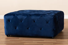 Load image into Gallery viewer, Baxton Studio Calvetti Modern and Contemporary Royal Blue Velvet Fabric Upholstered Button-Tufted Cocktail Ottoman
