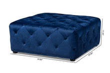 Load image into Gallery viewer, Baxton Studio Calvetti Modern and Contemporary Royal Blue Velvet Fabric Upholstered Button-Tufted Cocktail Ottoman
