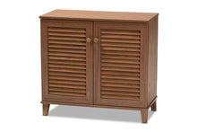 Load image into Gallery viewer, Baxton Studio Coolidge Modern and Contemporary Walnut Finished 4-Shelf Wood Shoe Storage Cabinet
