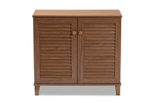 Load image into Gallery viewer, Baxton Studio Coolidge Modern and Contemporary Walnut Finished 4-Shelf Wood Shoe Storage Cabinet
