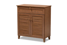 Load image into Gallery viewer, Baxton Studio Coolidge Modern and Contemporary Walnut Finished 4-Shelf Wood Shoe Storage Cabinet with Drawer
