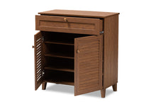 Load image into Gallery viewer, Baxton Studio Coolidge Modern and Contemporary Walnut Finished 4-Shelf Wood Shoe Storage Cabinet with Drawer
