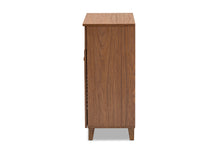 Load image into Gallery viewer, Baxton Studio Coolidge Modern and Contemporary Walnut Finished 4-Shelf Wood Shoe Storage Cabinet with Drawer
