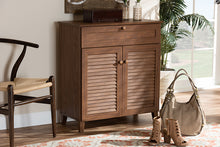 Load image into Gallery viewer, Baxton Studio Coolidge Modern and Contemporary Walnut Finished 4-Shelf Wood Shoe Storage Cabinet with Drawer
