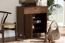 Load image into Gallery viewer, Baxton Studio Coolidge Modern and Contemporary Walnut Finished 4-Shelf Wood Shoe Storage Cabinet with Drawer
