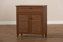 Load image into Gallery viewer, Baxton Studio Coolidge Modern and Contemporary Walnut Finished 4-Shelf Wood Shoe Storage Cabinet with Drawer
