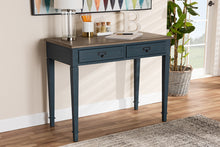 Load image into Gallery viewer, Baxton Studio Dauphine French Provincial Spruce Blue Accent Writing Desk
