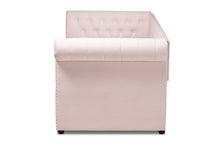 Load image into Gallery viewer, Baxton Studio Mabelle Modern and Contemporary Light Pink Velvet Upholstered Daybed with Trundle
