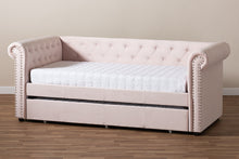 Load image into Gallery viewer, Baxton Studio Mabelle Modern and Contemporary Light Pink Velvet Upholstered Daybed with Trundle
