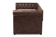 Load image into Gallery viewer, Baxton Studio Mabelle Modern and Contemporary Brown Faux Leather Upholstered Daybed with Trundle
