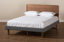Load image into Gallery viewer, Baxton Studio Ayla Mid-Century Modern Dark Grey Fabric Upholstered Walnut Brown Finished Wood King Size Platform Bed
