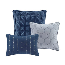 Load image into Gallery viewer, Madison Park Walter 100% Polyester Printed Seersucker 7Pcs Comforter Set - King - Navy MP10-7130 By Olliix
