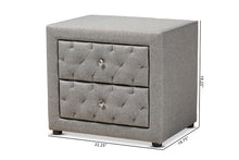 Load image into Gallery viewer, Baxton Studio Lepine Modern and Contemporary Gray Fabric Upholstered 2-Drawer Wood Nightstand
