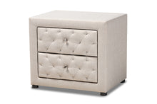 Load image into Gallery viewer, Baxton Studio Lepine Modern and Contemporary Light Beige Fabric Upholstered 2-Drawer Wood Nightstand
