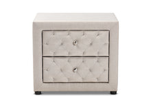 Load image into Gallery viewer, Baxton Studio Lepine Modern and Contemporary Light Beige Fabric Upholstered 2-Drawer Wood Nightstand
