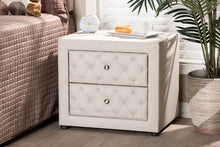 Load image into Gallery viewer, Baxton Studio Lepine Modern and Contemporary Light Beige Fabric Upholstered 2-Drawer Wood Nightstand
