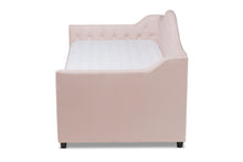 Load image into Gallery viewer, Baxton Studio Perry Modern and Contemporary Light Pink Velvet Fabric Upholstered and Button Tufted Twin Size Daybed with Trundle
