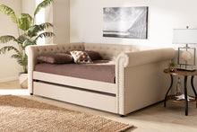 Load image into Gallery viewer, Baxton Studio Mabelle Modern and Contemporary Beige Fabric Upholstered Full Size Daybed with Trundle
