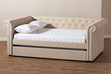 Load image into Gallery viewer, Baxton Studio Mabelle Modern and Contemporary Beige Fabric Upholstered Full Size Daybed with Trundle
