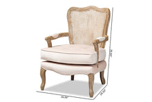 Load image into Gallery viewer, Baxton Studio Vallea Traditional French Provincial Light Beige Velvet Fabric Upholstered White-Washed Oak Wood Armchair
