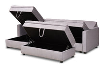 Load image into Gallery viewer, Baxton Studio Noa Modern and Contemporary Light Grey Fabric Upholstered Left Facing Storage Sectional Sleeper Sofa with Ottoman
