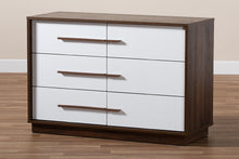 Load image into Gallery viewer, Baxton Studio Mette Mid-Century Modern Two-Tone White and Walnut Finished 6-Drawer Wood Dresser
