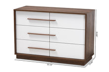 Load image into Gallery viewer, Baxton Studio Mette Mid-Century Modern Two-Tone White and Walnut Finished 6-Drawer Wood Dresser
