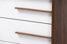 Load image into Gallery viewer, Baxton Studio Mette Mid-Century Modern Two-Tone White and Walnut Finished 5-Drawer Wood Chest

