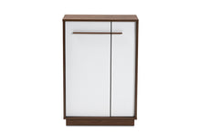 Load image into Gallery viewer, Baxton Studio Mette Mid-Century Modern Two-Tone White and Walnut Finished 5-Shelf Wood Entryway Shoe Cabinet
