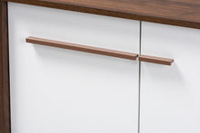 Load image into Gallery viewer, Baxton Studio Mette Mid-Century Modern Two-Tone White and Walnut Finished 5-Shelf Wood Entryway Shoe Cabinet
