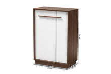 Load image into Gallery viewer, Baxton Studio Mette Mid-Century Modern Two-Tone White and Walnut Finished 5-Shelf Wood Entryway Shoe Cabinet
