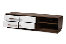 Load image into Gallery viewer, Baxton Studio Mette Mid-Century Modern Two-Tone White and Walnut Finished 4-Drawer Wood TV Stand
