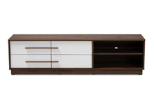 Load image into Gallery viewer, Baxton Studio Mette Mid-Century Modern Two-Tone White and Walnut Finished 4-Drawer Wood TV Stand
