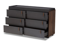Load image into Gallery viewer, Baxton Studio Rikke Modern and Contemporary Two-Tone Gray and Walnut Finished Wood 6-Drawer Dresser
