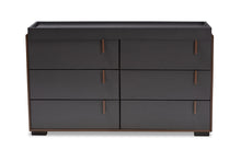 Load image into Gallery viewer, Baxton Studio Rikke Modern and Contemporary Two-Tone Gray and Walnut Finished Wood 6-Drawer Dresser

