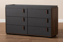 Load image into Gallery viewer, Baxton Studio Rikke Modern and Contemporary Two-Tone Gray and Walnut Finished Wood 6-Drawer Dresser
